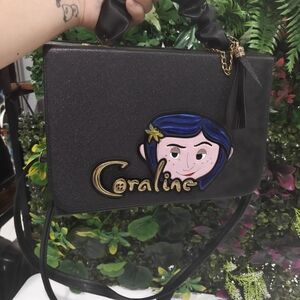 Coraline Black Crossbody Bag with Character Detail